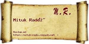 Mituk Radó névjegykártya